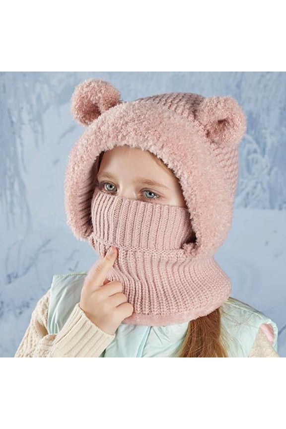 snilers Winter Hats for Kids Boys Girls Thickened Warm Faux Furs Beanie Neck Warmer Unisex Soft Cozy Ski Cap for Outdoor Cold Weather Size 6-13 Years