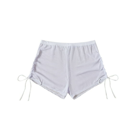snilers Women's Drawstring Elastic Waist Bikini Bottoms Mesh Sheer Beach Summer Cover Up Shorts Multicolour