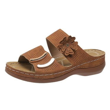 snilers Women's Orthopedic Wedge Sandals Arch Support Open Toe Slide Sandals Breathable Summer Outdoor Work Beach Sandals