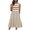 thumbnail image 1 of snilers Women's Summer Dresses Midi Tank Dress Crew Neck Sleeveless A Line Dress Flowy Beach Vacation Striped Sundress, 1 of 9