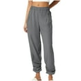 thumbnail image 1 of snilers Women's Sweatpants Active Elastic High Waist Loose Fitted Linen Running Jogger Sweatpant with Pockets, 1 of 6