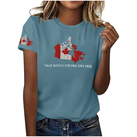 snilers Women's T Shirts Canada Flag Graphic Printed Short Sleeve Tee Shirts Summer Casual Work Tunic Tops