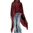 thumbnail image 1 of snilers Womens Blouses Fashion Irregular Hem Shirts Crewneck Long Tunic Tops Loose Flowy Pullover Poncho for Fall Winter, 1 of 7