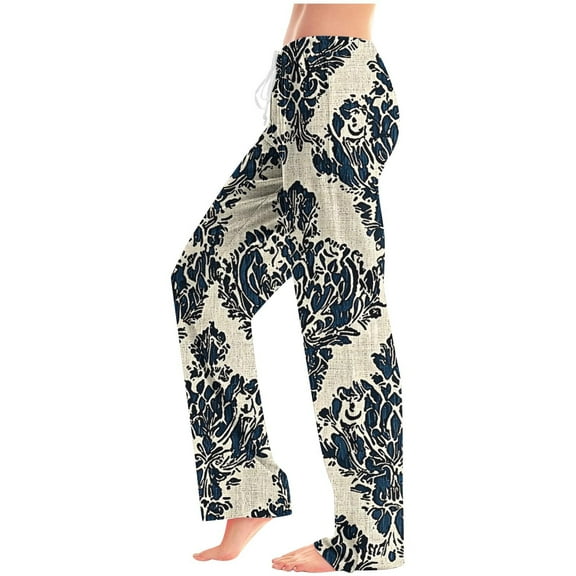 snilers Womens Lounge Pants Floral Printed Pajama Pants Casual Trendy Straight Leg Sweatpants Drawstring Elastic Waist Loose Comfy Sleep Pj Pants