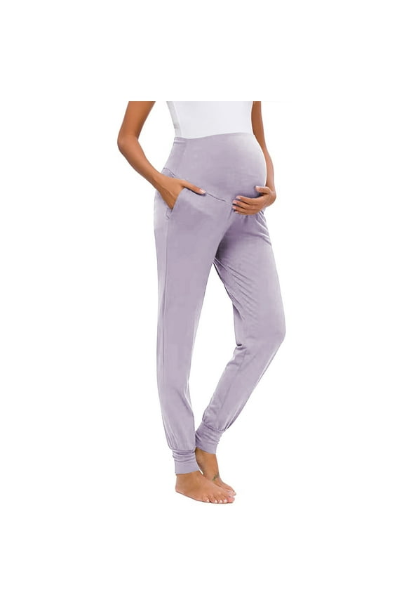 Womens Maternity Pants Over Belly Casual Comfy Lounge Yoga Sweatpants Pregnancy Stretchy Workout Joggers with Pockets S-2XL