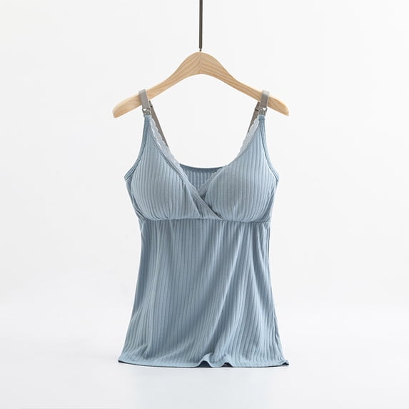 snilers Womens Nursing Tank Tops Wrap V Neck Maternity Breastfeeding Shirts Pregnancy Ribbed Sleeveless Spaghetti Strap Blouses M-3XL