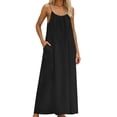 thumbnail image 1 of snilers Womens Open Back Beach Maxi Dress Plus Size Backless Spaghetti Strap Loose Flowy Sundress Summer Vacation Outfits S-5XL, 1 of 9