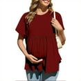 thumbnail image 1 of snilers Womens Ruffle Hem Maternity T Shirt Summer Short Batwing Sleeve Crewneck Peplum Tee Tops Pregnancy Clothes S-2XL, 1 of 8