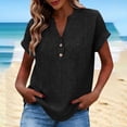 thumbnail image 1 of snilers Womens Summer V Neck T-Shirt Plus Size Eyelet Embroidered Short Sleeve Henley Tops Dressy Casual Blouse Tee Shirts S-5XL, 1 of 8
