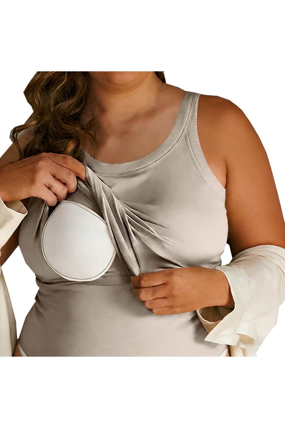 Womens Tank Top with Built in Bra Plus Size Ribbed Knit Sleeveless Padded Tops Crewneck Casual Workout Yoga Shirt L-5XL