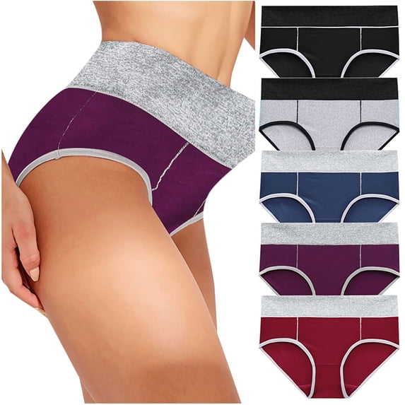 snilers Womens Underwear Cotton Stretch Plus Size Panties Full Coverage Mid Waisted 5-Pack Breathable Soft Briefs Big Sale