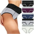 thumbnail image 1 of snilers Womens Underwear Cotton Stretch Plus Size Panties Full Coverage Mid Waisted 5-Pack Breathable Soft Briefs, 1 of 4