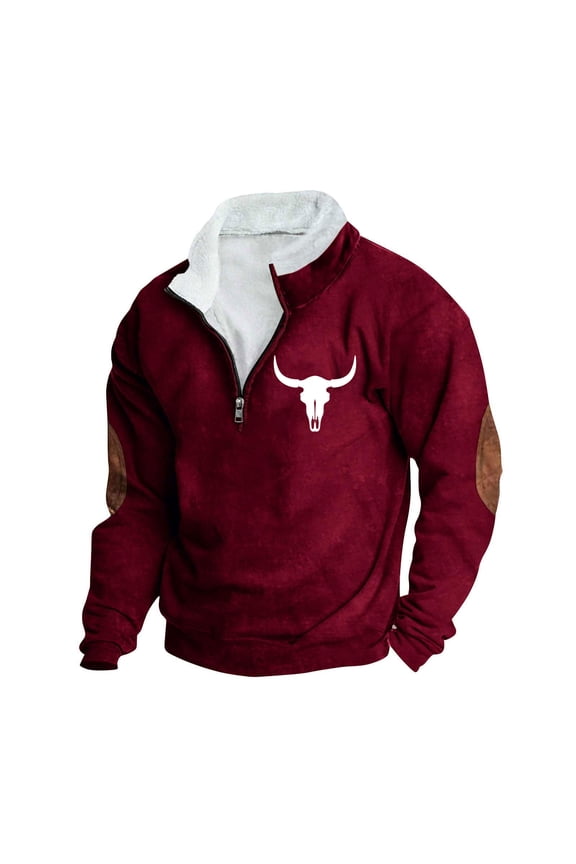 Big and Tall Mens Western Aztec Sweatshirts Cowboy Fleece Quarter Zip Pullover Ethnic Long Sleeve Fall Winter Warm Athletic Tops