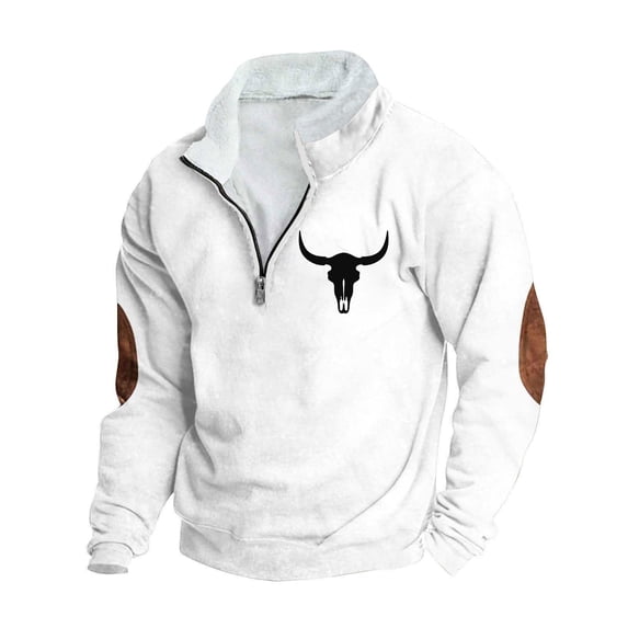 snilers Big and Tall Mens Western Aztec Sweatshirts Cowboy Fleece Quarter Zip Pullover Ethnic Long Sleeve Fall Winter Warm Athletic Tops