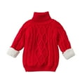 thumbnail image 1 of snilers&nbsp;Infant Kids Little Boys Girls Sweaters Cable Knit Mock Neck Sherpa Lining Pullover Soft Comfy Fall Winter Warm Sweater 6M-10T, 1 of 7