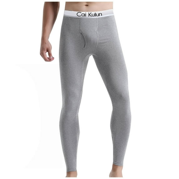 snilers Men's Thermal Underwear Pants Thickened Elastic Waist Solid Color Thermal Bottoms Fall Winter Warm Long Johns Pants