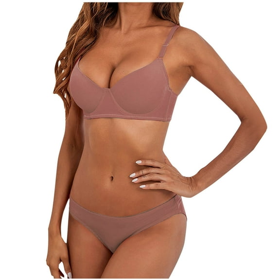 snilers 2 Piece Sets for Women Push Up Bra and Panties Set V Neck Adjustable Straps Bralettes Everyday Bras and Underwear Set