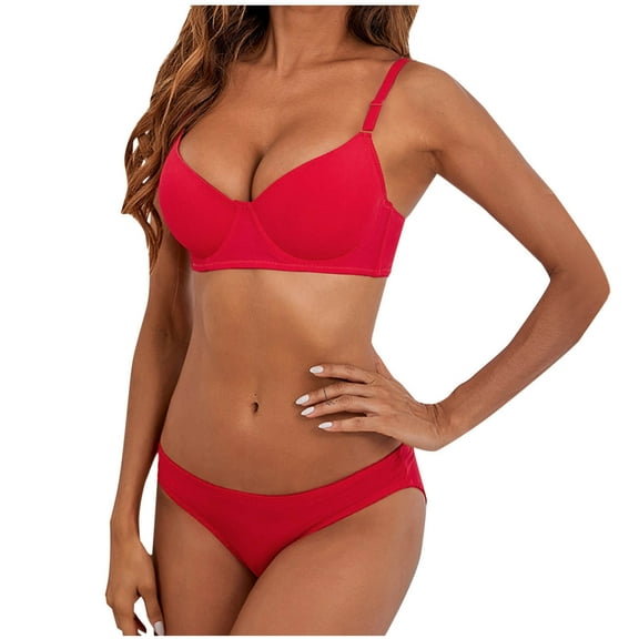 snilers 2 Piece Sets for Women Push Up Bra and Panties Set V Neck Adjustable Straps Bralettes Everyday Bras and Underwear Set