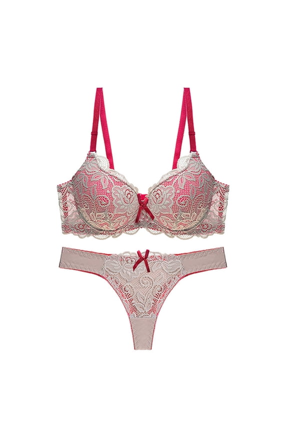 Womens Bras Set Push Up Bra and Panty Set Lace Color Block Bra with Underwear 2 Piece Sets