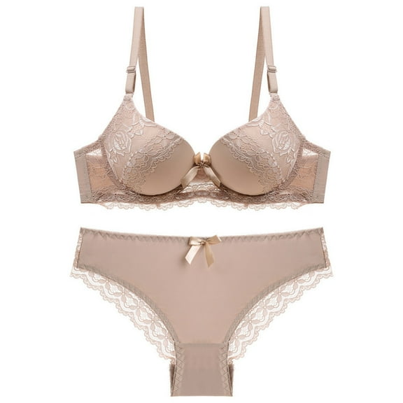 snilers Womens Bras Sets Underwire Push Up Bra and Underwear Sets Lace Everyday Bras with Panty Matching 2 Piece Sets
