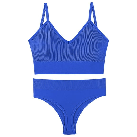 snilers Womens Bras Underwear Set Everyday Bras and Panty Sets Seamless Crop Tops and Briefs 2 Piece Sets Bathing Suit Ribbed Bikini Sets