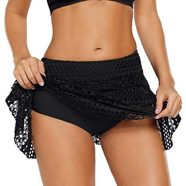 snorda Women's Lace Crochet Skirted Bikini Bottom Swimsuit