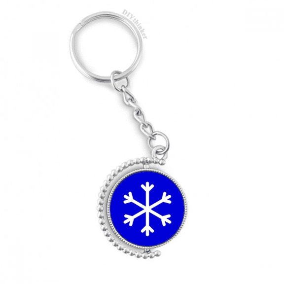 snow blue square warning mark rotatable keyholder disc accessories chain clip
