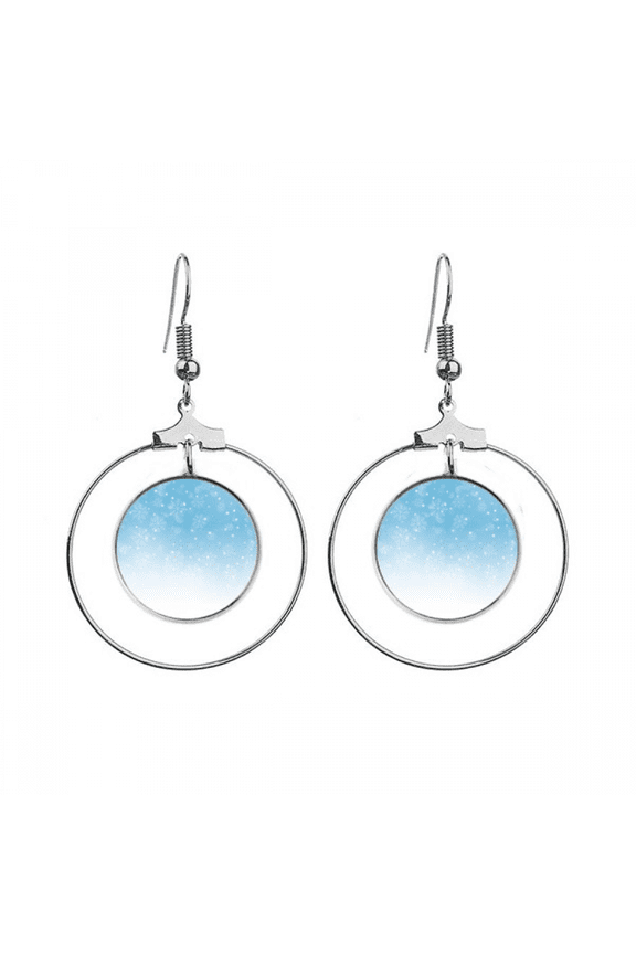 snow snowflake weather blue earrings dangle hoop jewelry drop circle