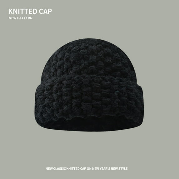 snowsong Bag and Accessories,2024 Hot Selling Women's Solid Color Casual Cozy Wool Knit Windscreen Warm Hat,Knitted Warm Hat,Winter Hat,Womens Clothing, Black One Size
