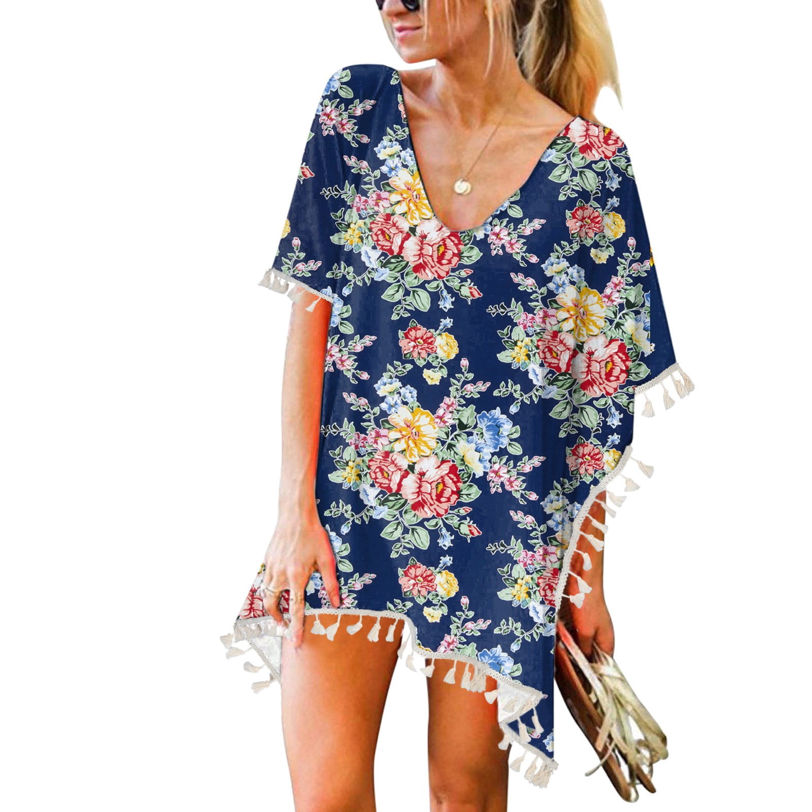 Oversized Graphic T-Shirt For Women - Casual Letter Print Tee In Blue Grass - View #3
