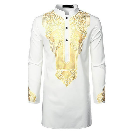 snowsong Bodysuit Jumpsuit Mens Abaya Thobe Arabic Longline T Shirts Henley Kaftan Banded Collar Plain Gown Shirts Men's Muslim Kaftan Thobe Mens Fall Shirts White S