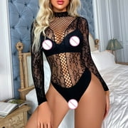 snowsong Bodysuits for Women,Womens Lingerie Long Sleeve Mesh Seductive Stockings Tight Sexy Mesh Coat W572 Sexy Lingerie,Lingerie Sets,Bra And Panty Sets Black One Size