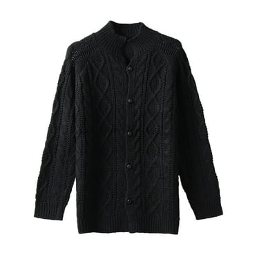 snowsong Cardigan For Women Cardigan Sweaters For Women Men's Autumn And Winter Warm Casual Cardigan Solid Color Sweater Long Sleeve Button Knitted Coat Coats For Women Black S