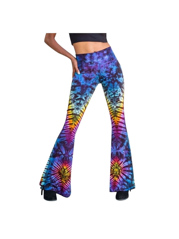 Flare Leggings Wide Leg Pants Woman Womens Full Leg Tie-Dyed Pants Pants Length Flare Prints Casual Striped Pants Womens Pants Multicolor XL