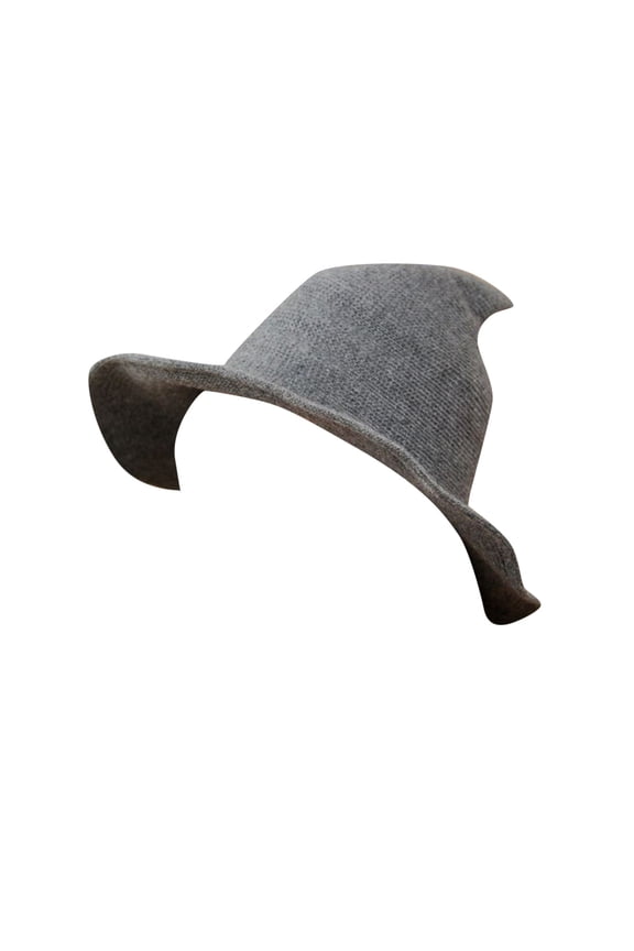 Funny Hats,2024 Popular Unisex Fshionable Halloween Witch Hat Pointed Solid Color Spooky Large Brim Knit Hat,Crazy hat,Casual Hat,Costume Hat, Gray One Size