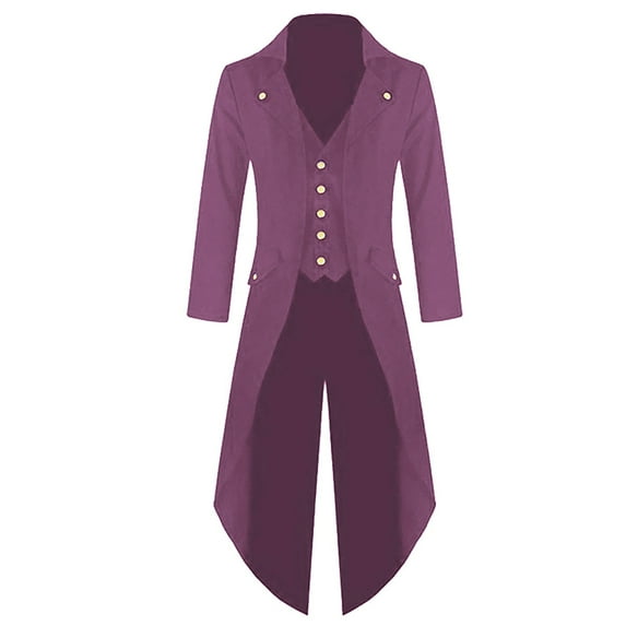 snowsong Jackets For Men Trench Coat Men Men's Coat Tailcoat Jacket Gothic Frock Coat Costume Praty Outwear Mens Coat Purple XXL
