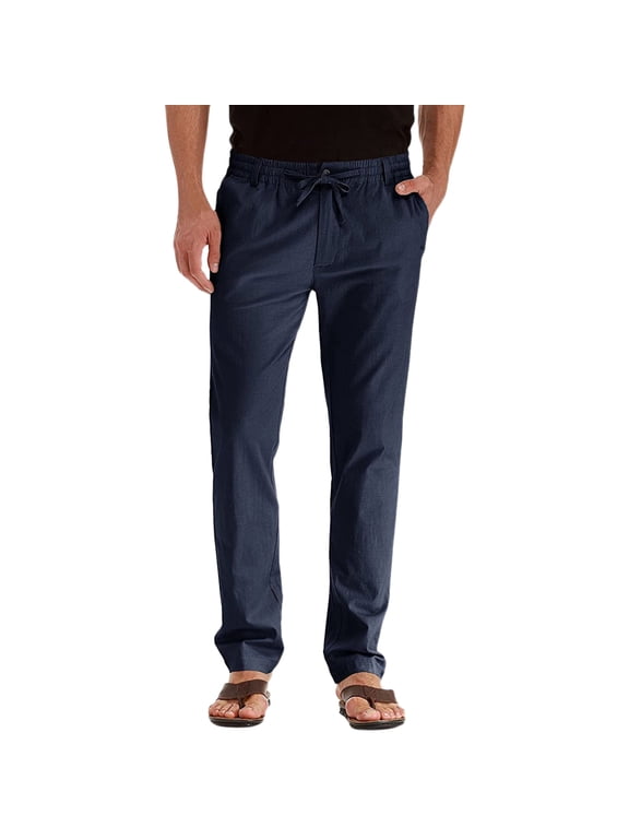 Men's Pants Joggers For Men Casual Pants Have Elastic Waistband And Zip Fly With Adjustable Internal Drawstring For A Custom Fit For Men Mens Lounge Pants Navy XL