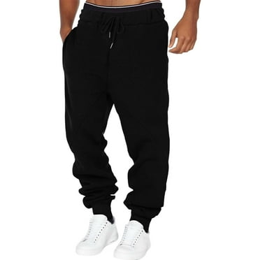 snowsong Men's Pants Mens Sweatpants Male Fitness Running Trousers Drawstring Loose Waist Solid Color Pants Pocket Loose Fleece Sweatpants Lounge Pants Black L
