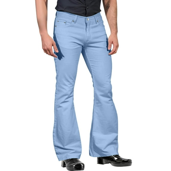 snowsong Men's Pants Work Pants For Men Fashion Mens Casual Solid Color Pocket Suit Pant Bell Bottoms Casual Pants Suit Pants For Men Light blue XXL