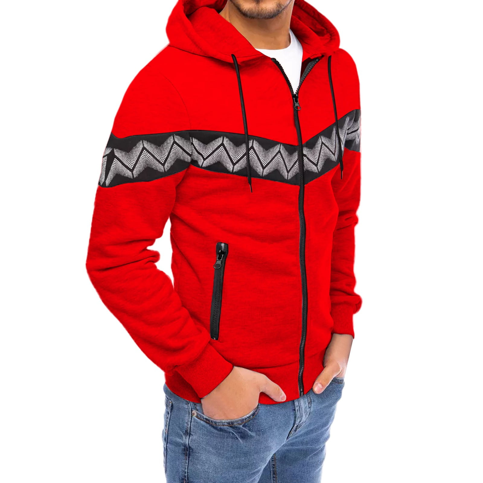 snowsong Men's Warm Soft Jacket Coat Polka Dot Three Curve Zipper