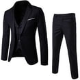thumbnail image 1 of snowsong Mens Blazer Suits Men’S Suit Slim 3 Piece Suit Business Wedding Party Jacket Vest & Pants Coat Jackets For Men Black L, 1 of 2
