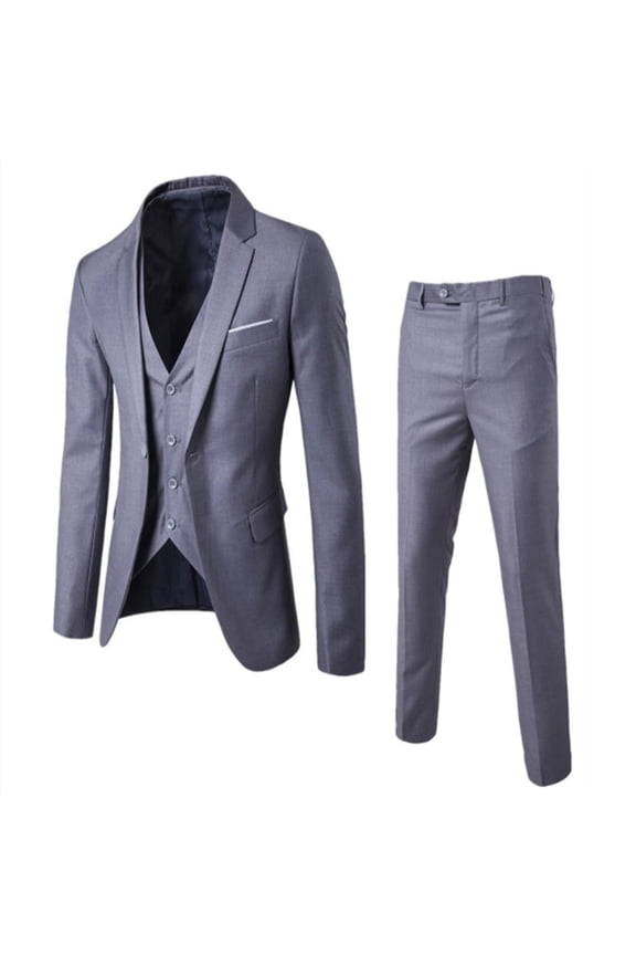 Mens Blazer Suits Men’S Suit Slim 3 Piece Suit Business Wedding Party Jacket Vest & Pants Coat Jackets For Men Grey S
