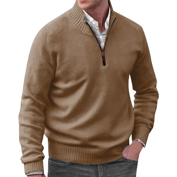 snowsong Mens Coat Jackets For Men Autumn Men's Solid Color Casual Loose V Neck Tight Pullover Sweater Fleece Jacket Men Coffee XXL