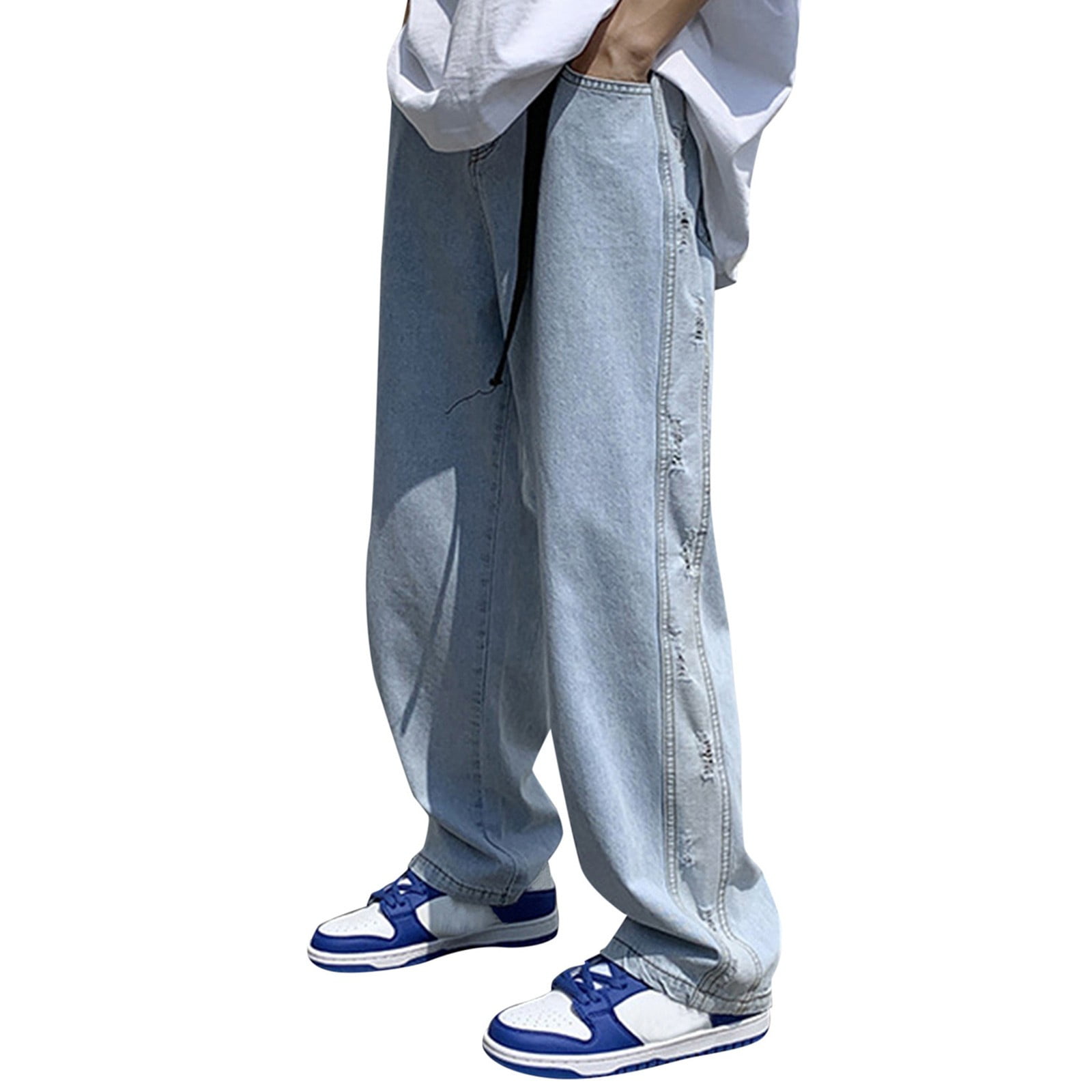 snowsong Mens Jeans Baggy Jeans Leg Men's Pants Plus-Size