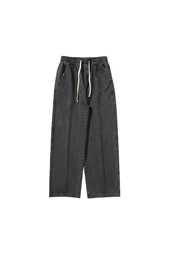 Mens Jeans Baggy Jeans Men Men's Fashion Big Loose Relaxed Fit Straight Leg Jeans Denim Pants Mens Pants Black XL