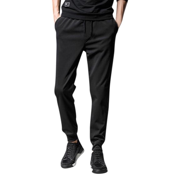 snowsong Mens Pants Mens Sweat Pants Fashion Feet Pants Solid Casual Sports Mens Pocket Trousers Beam Drawstring Men's Pants Joggers For Men Black 5XL