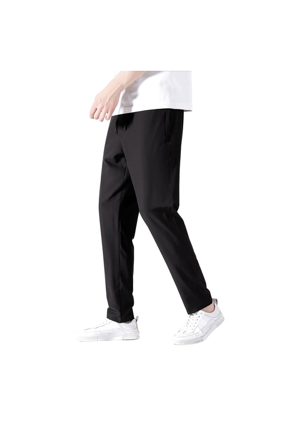 Mens Pants Mens Sweat Pants Mens Guard Pants Loose Ice Silk Solid Sports Leggings Joggers For Men Black XL