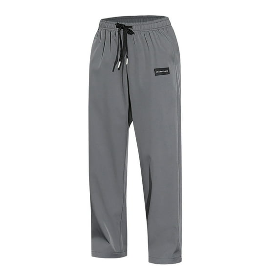 snowsong Mens Pants Mens Workout Pants Men's Summer Casual Lace Up Pocket Solid Color Pants Lounge Pants Grey XXL