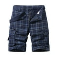 thumbnail image 1 of snowsong Mens Shorts Cargo Shorts For Men Men's Fashionable Plaid Printed Work Shorts Summer New Youth Loose Casual Capris Workout Shorts Blue 30, 1 of 8