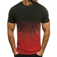 thumbnail image 1 of snowsong Mens Summer Leisure Sports T Shirt Fashion Lapel 3D Gradient Short Sleeved Round Neck T Shirt Men Mens Shirts Summer Tops T Shirts For Man Red XXL, 1 of 3